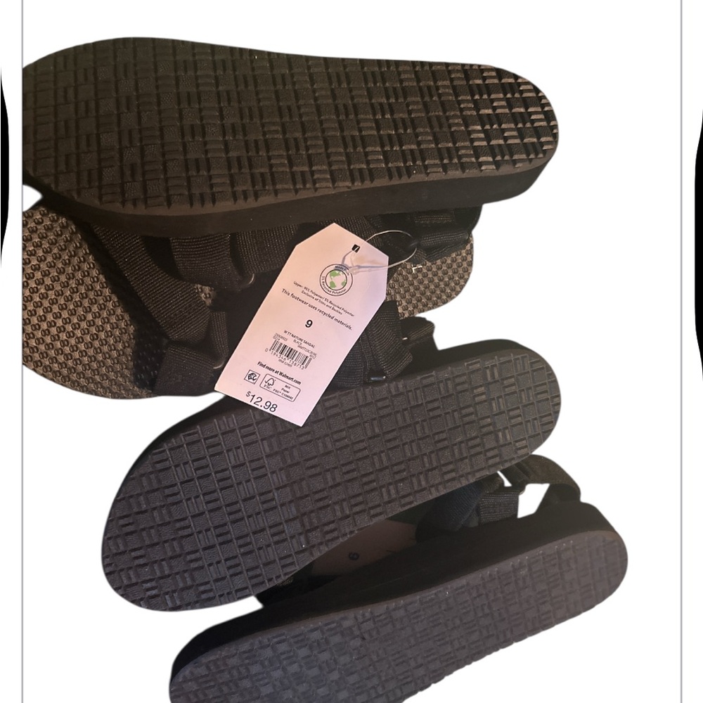 Black Sandals with Textured Soles